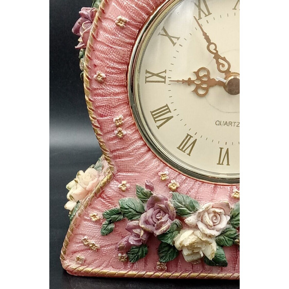 Beautiful Ganz Quartz Pink Floral Clock (doesn't work, may need battery ) - Picture 6 of 12